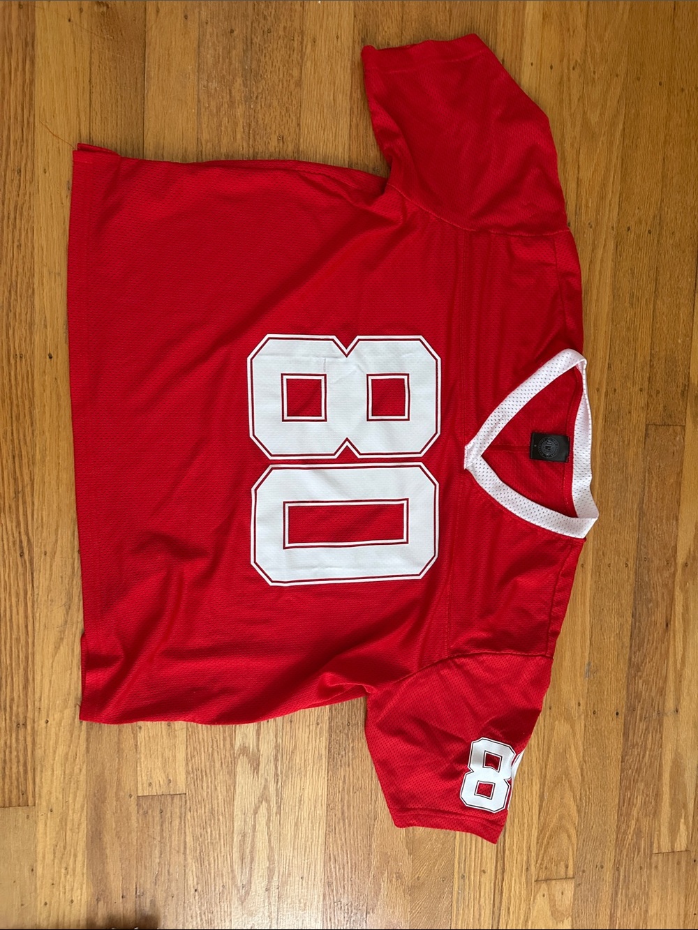 Pacsun Womens Red Sports Jersey Top with White Number 80